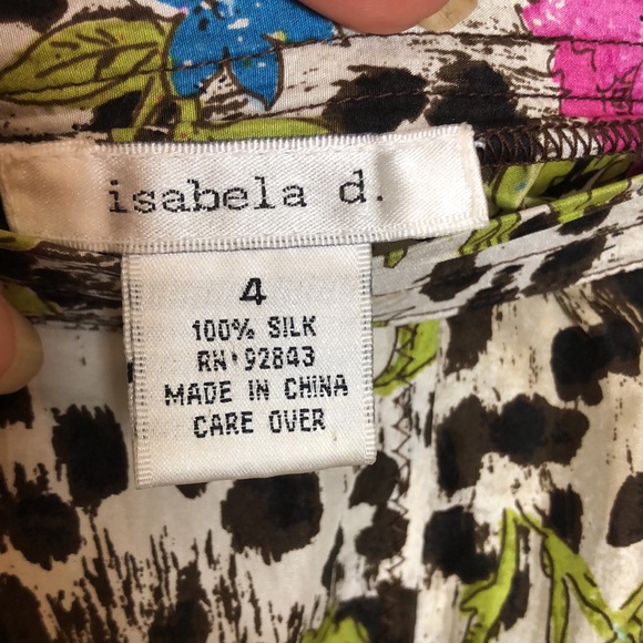 Isabela d. Floral Silk Skirt Lightweight A-line Pink Green Black White Sz 4 EUC - Picture 6 of 7